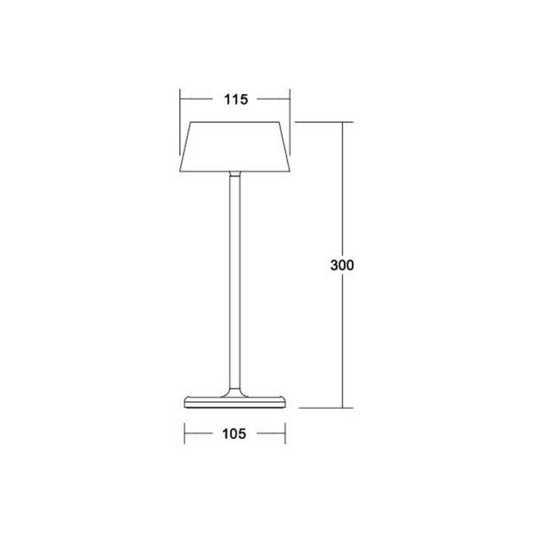 Abmessungsskizze für eine Tischlampe