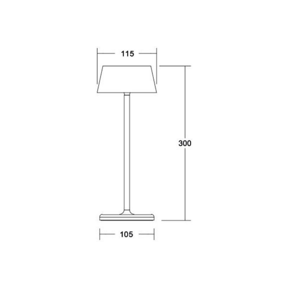 Abmessungsskizze für eine Tischlampe