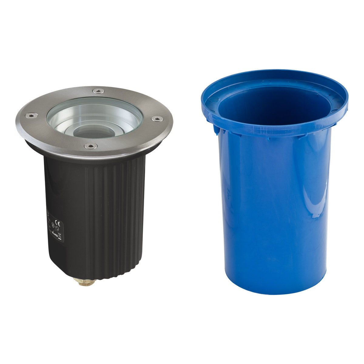 EVN Bodeneinbauleuchte rund aus Edelstahl, schwenkbar 30°, GU10 Fassung, 150mm Durchmesser, IP67 wasserdicht, befahrbar bis 3500kg für Außenbereich