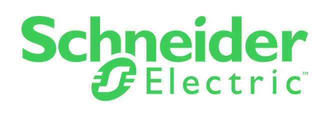 Grünes Schneider Electric-Logo mit zweizeiligem Schriftzug und stilisiertem Markensymbol auf weißem Hintergrund.