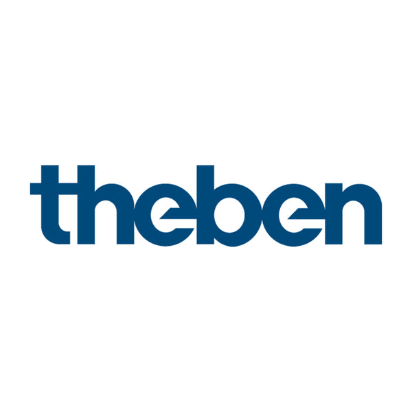 Blaues Theben-Logo auf hellem Hintergrund.