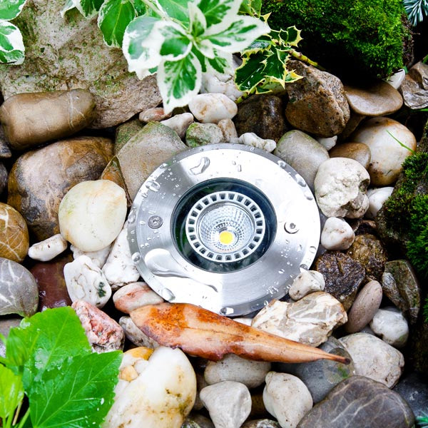 EVN MEERKAT Bodeneinbauleuchte rund aus Edelstahl, LED 3000K warmweiß, 120mm Durchmesser, IP67 wasserdicht für Außenbereich