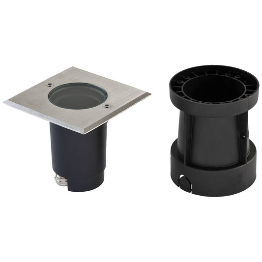 EVN TALPA Bodeneinbauleuchte quadratisch aus Edelstahl, schwenkbar 10°, GU10 Fassung, 120x120mm, IP67 wasserdicht, befahrbar bis 1000kg für Außenbereich